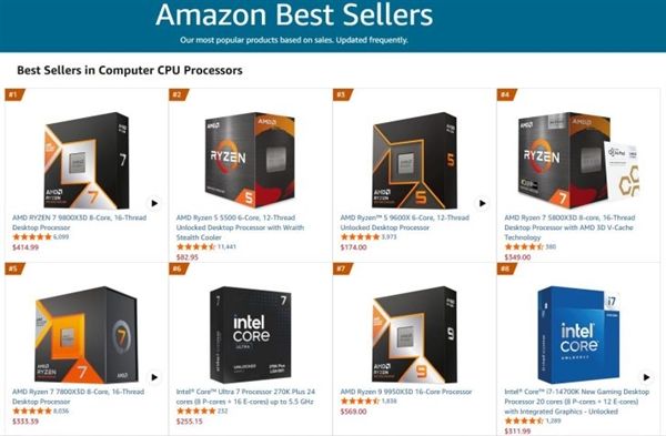 After a year and a half! Two Intel CPUs return to the top ten bestseller list: DDR5 price hikes play a key role