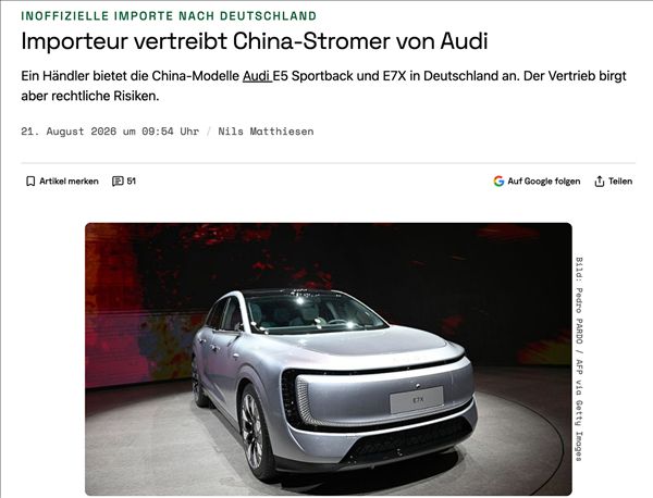 The thing Germans feared most has happened! China-exclusive AUDI electric vehicles are being sold back to Audi's home turf.